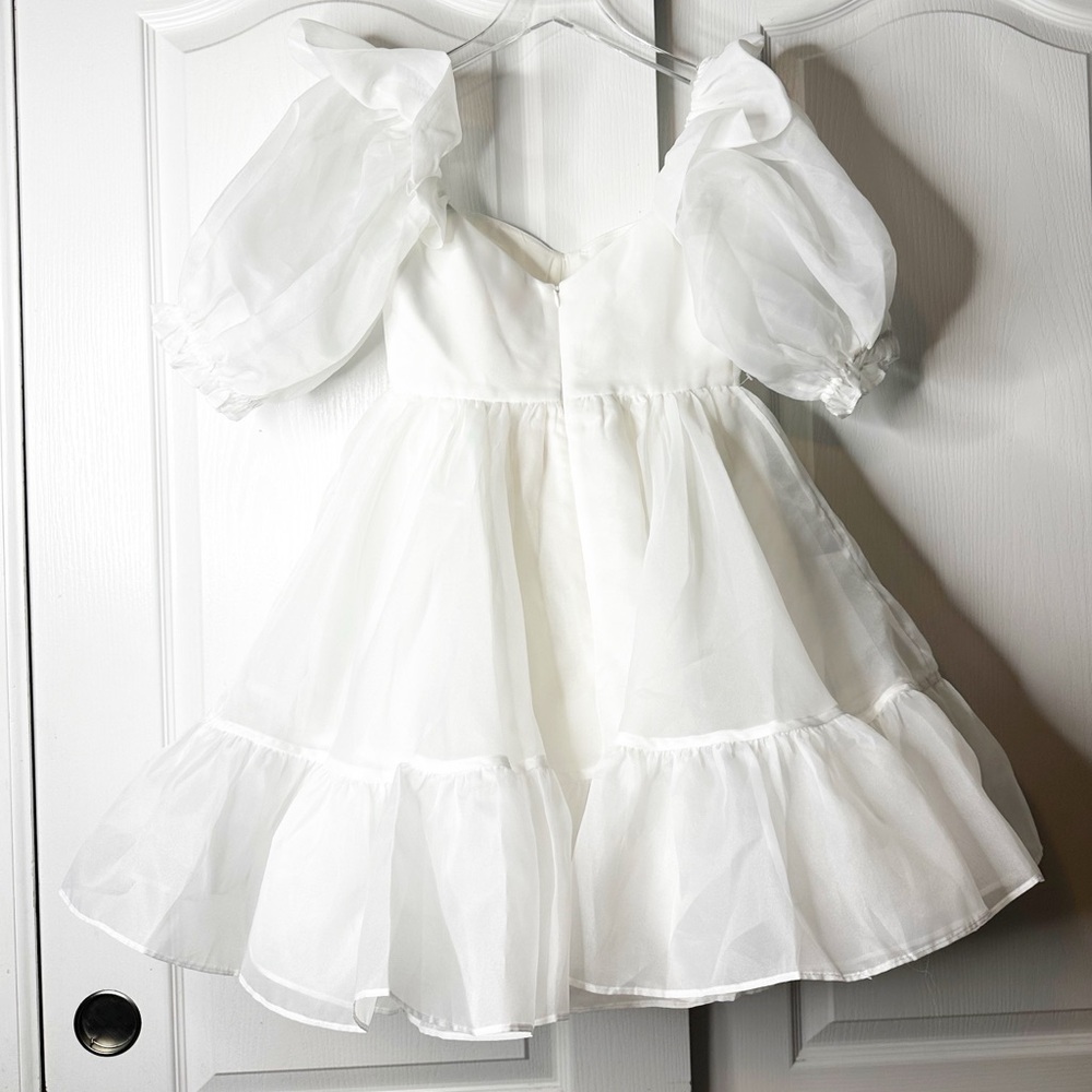 Selkie Ivory Bebe Bloom Dress Size XS NWT Puff Sleeve Organza Mini Bridal - Picture 8 of 16